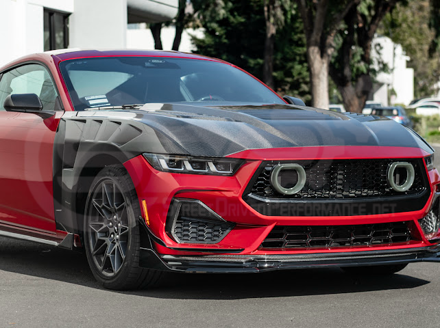 2024-Up Ford Mustang S650 | GTV Style GLOSSY BLACK Add-On Front Lip Splitter Ground Effects